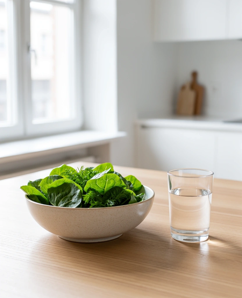 Frische gesunde Lebensmittel in einer modernen Münchner Küche