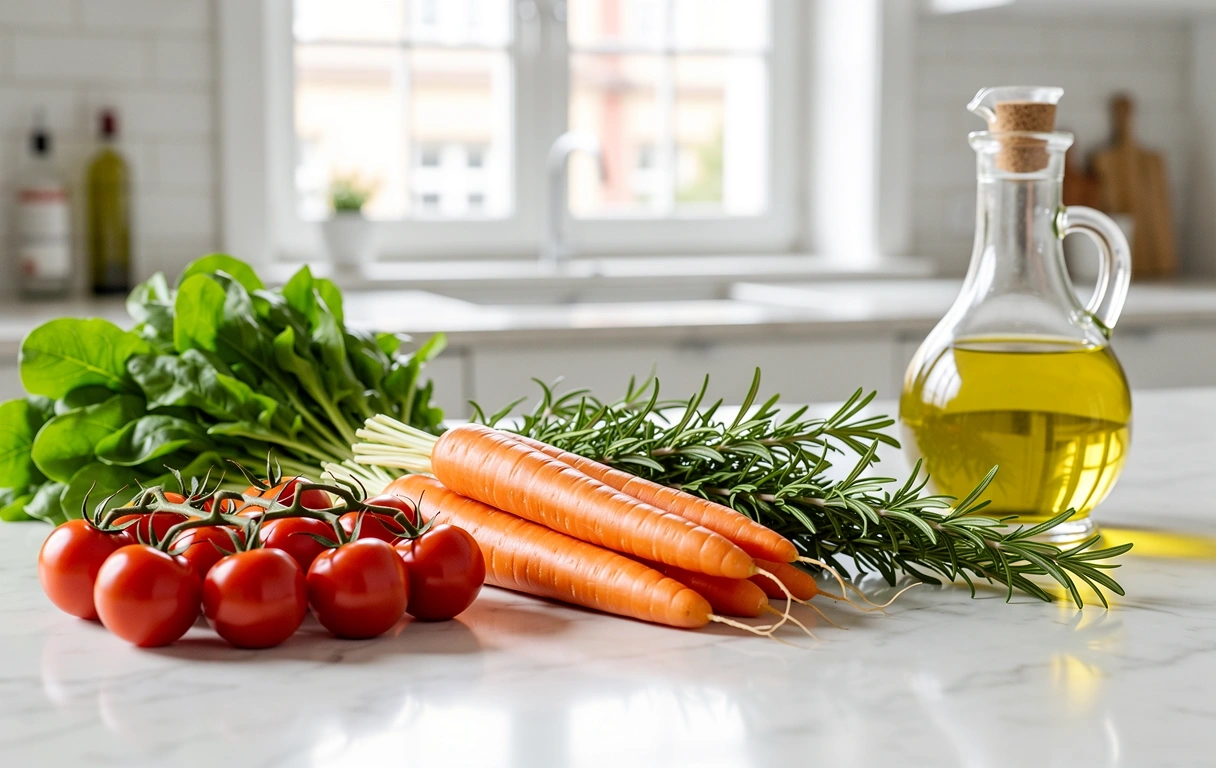 Frische gesunde Zutaten für eine ausgewogene Ernährung